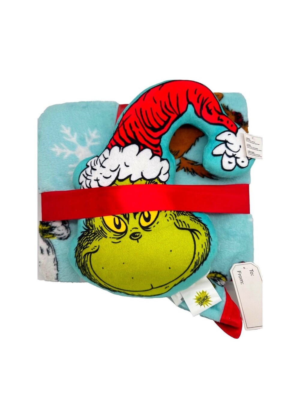 RARE NEW Dr. Seuss The Grinch Max Pillow Fleece Throw Blanket SET 40x50" NWT Bed